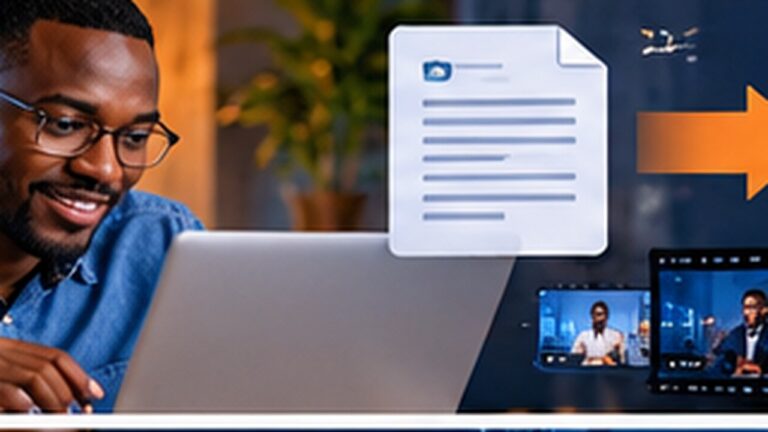 Content marketer transforming a blog article into video scenes and social media clips