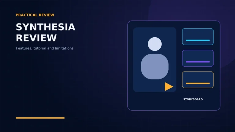 Professional editorial illustration for Synthesia AI video generator article.