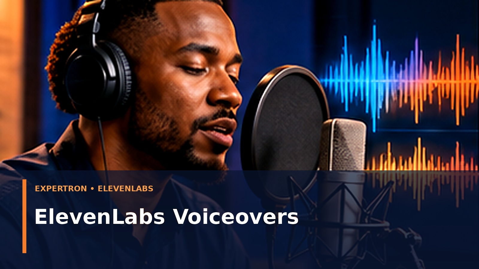 ElevenLabs Voiceovers — an Expertron editorial illustration of AI technology and business applications.